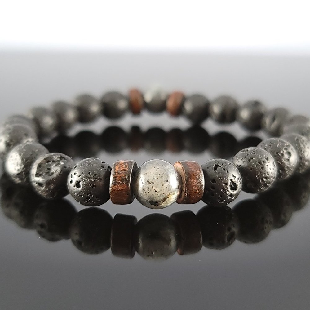 Lava Rock Granite Gem Stone Bead Bracelet